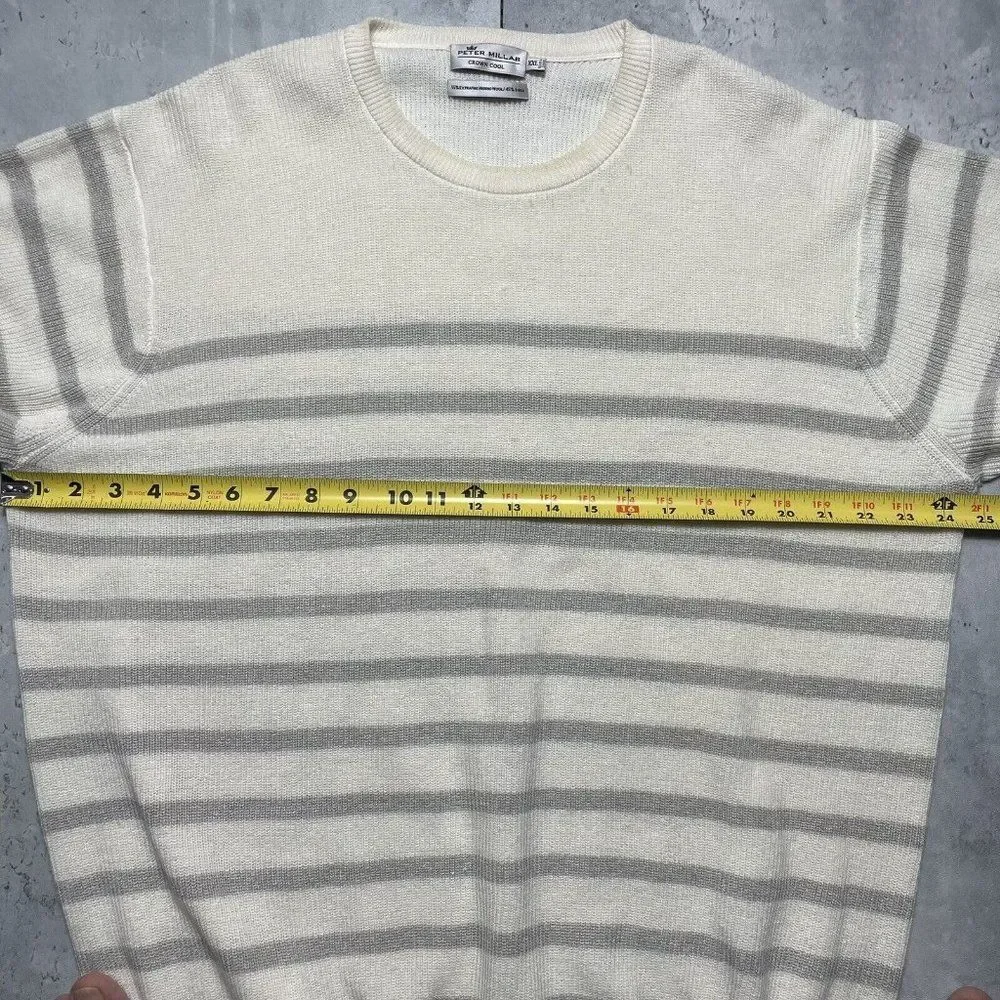 Peter Millar Crown Cool Crafted Sweater Mens XXL Stripe‎ Merino Wool Linen